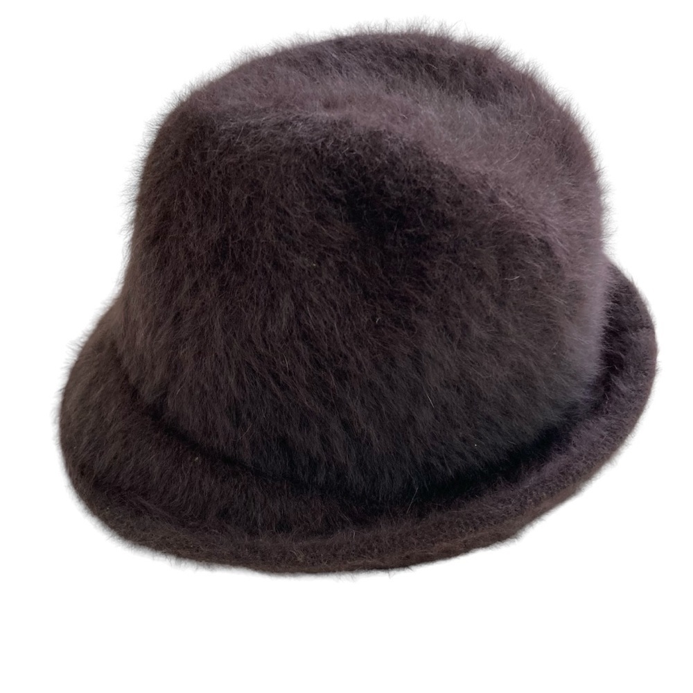 Shihreen Hat Turn Brim Fedora Textured Brown Angora Blend (One Size)